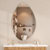 imageHasipu Irregular Bathroom Mirror with Lights  25x45 LED Asymmetrical Wall Mirror Abstract Modern Lighted Vanity Mirror for Wall AnitFog Dimmable Memory VerticalHorizontal BlackFrameless