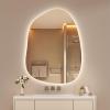 imageHasipu Irregular Bathroom Mirror with Lights  25x45 LED Asymmetrical Wall Mirror Abstract Modern Lighted Vanity Mirror for Wall AnitFog Dimmable Memory VerticalHorizontal BlackLights