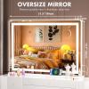imageHasipu Vanity Mirror with Lights 37 x 26 LED Makeup Mirror Lighted Makeup Mirror with Dimmable 3 Modes Touch Screen Control Vanity Mirror Square WhiteWhite