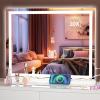 imageHasipu Vanity Mirror with Lights 37 x 26 LED Makeup Mirror Lighted Makeup Mirror with Dimmable 3 Modes Touch Screen Control Vanity Mirror Square WhiteWhite