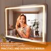 imageHasipu Vanity Mirror with Lights 37 x 26 LED Makeup Mirror Lighted Makeup Mirror with Dimmable 3 Modes Touch Screen Control Vanity Mirror Square WhiteBlack