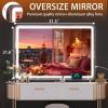 imageHasipu Vanity Mirror with Lights 37 x 26 LED Makeup Mirror Lighted Makeup Mirror with Dimmable 3 Modes Touch Screen Control Vanity Mirror Square WhiteBlack