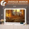 imageHasipu Vanity Mirror with Lights 37 x 26 LED Makeup Mirror Lighted Makeup Mirror with Dimmable 3 Modes Touch Screen Control Vanity Mirror Square WhiteWhite
