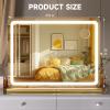 imageHasipu Vanity Mirror with Lights 37 x 26 LED Makeup Mirror Lighted Makeup Mirror with Dimmable 3 Modes Touch Screen Control Vanity Mirror Square WhiteGold