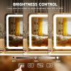 imageHasipu Vanity Mirror with Lights 37 x 26 LED Makeup Mirror Lighted Makeup Mirror with Dimmable 3 Modes Touch Screen Control Vanity Mirror Square WhiteGold