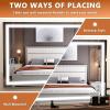 imageHasipu Vanity Mirror with Lights 37 x 26 LED Makeup Mirror Lighted Makeup Mirror with Dimmable 3 Modes Touch Screen Control Vanity Mirror Square WhiteWhite