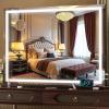 imageHasipu Vanity Mirror with Lights 37 x 26 LED Makeup Mirror Lighted Makeup Mirror with Dimmable 3 Modes Touch Screen Control Vanity Mirror Square WhiteBlack