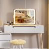 imageHasipu Vanity Mirror with Lights 37 x 26 LED Makeup Mirror Lighted Makeup Mirror with Dimmable 3 Modes Touch Screen Control Vanity Mirror Square WhiteGold