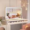 imageHasipu Vanity Mirror with Lights 37 x 26 LED Makeup Mirror Lighted Makeup Mirror with Dimmable 3 Modes Touch Screen Control Vanity Mirror Square WhiteGold
