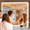 imageHasipu Vanity Mirror with Lights 37 x 26 LED Makeup Mirror Lighted Makeup Mirror with Dimmable 3 Modes Touch Screen Control Vanity Mirror Square WhiteWhite