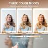 imageHasipu Vanity Mirror with Lights 37 x 26 LED Makeup Mirror Lighted Makeup Mirror with Dimmable 3 Modes Touch Screen Control Vanity Mirror Square WhiteWhite