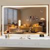 imageHasipu Vanity Mirror with Lights 37 x 26 LED Makeup Mirror Lighted Makeup Mirror with Dimmable 3 Modes Touch Screen Control Vanity Mirror Square WhiteWhite