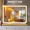 imageHasipu Vanity Mirror with Lights 37 x 26 LED Makeup Mirror Lighted Makeup Mirror with Dimmable 3 Modes Touch Screen Control Vanity Mirror Square WhiteGold