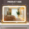 imageHasipu Vanity Mirror with Lights 37 x 26 LED Makeup Mirror Lighted Makeup Mirror with Dimmable 3 Modes Touch Screen Control Vanity Mirror Square WhiteGold