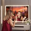 imageHasipu Vanity Mirror with Lights 37 x 26 LED Makeup Mirror Lighted Makeup Mirror with Dimmable 3 Modes Touch Screen Control Vanity Mirror Square WhiteBlack