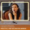 imageHasipu Vanity Mirror with Lights 37 x 26 LED Makeup Mirror Lighted Makeup Mirror with Dimmable 3 Modes Touch Screen Control Vanity Mirror Square WhiteWhite