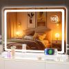 imageHasipu Vanity Mirror with Lights 37 x 26 LED Makeup Mirror Lighted Makeup Mirror with Dimmable 3 Modes Touch Screen Control Vanity Mirror Square WhiteWhite