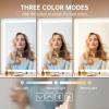 imageHasipu Vanity Mirror with Lights 37 x 26 LED Makeup Mirror Lighted Makeup Mirror with Dimmable 3 Modes Touch Screen Control Vanity Mirror Square WhiteWhite