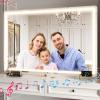 imageHasipu Vanity Mirror with Lights 37 x 26 LED Makeup Mirror Lighted Makeup Mirror with Dimmable 3 Modes Touch Screen Control Vanity Mirror Square WhiteWhite