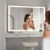 imageHasipu Vanity Mirror with Lights 37 x 26 LED Makeup Mirror Lighted Makeup Mirror with Dimmable 3 Modes Touch Screen Control Vanity Mirror Square WhiteWhite