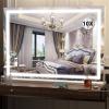 imageHasipu Vanity Mirror with Lights 37 x 26 LED Makeup Mirror Lighted Makeup Mirror with Dimmable 3 Modes Touch Screen Control Vanity Mirror Square WhiteWhite
