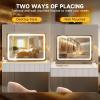 imageHasipu Vanity Mirror with Lights 37 x 26 LED Makeup Mirror Lighted Makeup Mirror with Dimmable 3 Modes Touch Screen Control Vanity Mirror Square WhiteGold