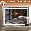 imageHasipu Vanity Mirror with Lights 37 x 26 LED Makeup Mirror Lighted Makeup Mirror with Dimmable 3 Modes Touch Screen Control Vanity Mirror Square WhiteBlack