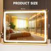 imageHasipu Vanity Mirror with Lights 37 x 26 LED Makeup Mirror Lighted Makeup Mirror with Dimmable 3 Modes Touch Screen Control Vanity Mirror Square WhiteGold