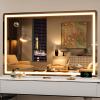 imageHasipu Vanity Mirror with Lights 37 x 26 LED Makeup Mirror Lighted Makeup Mirror with Dimmable 3 Modes Touch Screen Control Vanity Mirror Square WhiteWhite