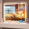imageHasipu Vanity Mirror with Lights 37 x 26 LED Makeup Mirror Lighted Makeup Mirror with Dimmable 3 Modes Touch Screen Control Vanity Mirror Square WhiteWhite