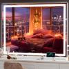 imageHasipu Vanity Mirror with Lights 37 x 26 LED Makeup Mirror Lighted Makeup Mirror with Dimmable 3 Modes Touch Screen Control Vanity Mirror Square WhiteWhite