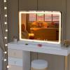 imageHasipu Vanity Mirror with Lights 37 x 26 LED Makeup Mirror Lighted Makeup Mirror with Dimmable 3 Modes Touch Screen Control Vanity Mirror Square WhiteWhite