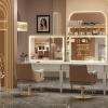 imageHasipu Vanity Mirror with Lights 37 x 26 LED Makeup Mirror Lighted Makeup Mirror with Dimmable 3 Modes Touch Screen Control Vanity Mirror Square WhiteWhite