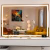 imageHasipu Vanity Mirror with Lights 37 x 26 LED Makeup Mirror Lighted Makeup Mirror with Dimmable 3 Modes Touch Screen Control Vanity Mirror Square WhiteWhite