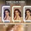 imageHasipu Vanity Mirror with Lights 37 x 26 LED Makeup Mirror Lighted Makeup Mirror with Dimmable 3 Modes Touch Screen Control Vanity Mirror Square WhiteGold