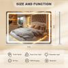 imageHasipu Vanity Mirror with Lights 37 x 26 LED Makeup Mirror Lighted Makeup Mirror with Dimmable 3 Modes Touch Screen Control Vanity Mirror Square WhiteWhite