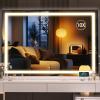 imageHasipu Vanity Mirror with Lights 37 x 26 LED Makeup Mirror Lighted Makeup Mirror with Dimmable 3 Modes Touch Screen Control Vanity Mirror Square WhiteWhite