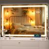 imageHasipu Vanity Mirror with Lights 37 x 26 LED Makeup Mirror Lighted Makeup Mirror with Dimmable 3 Modes Touch Screen Control Vanity Mirror Square WhiteWhite
