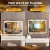 imageHasipu Vanity Mirror with Lights 37 x 26 LED Makeup Mirror Lighted Makeup Mirror with Dimmable 3 Modes Touch Screen Control Vanity Mirror Square WhiteGold