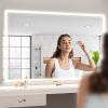 imageHasipu Vanity Mirror with Lights 37 x 26 LED Makeup Mirror Lighted Makeup Mirror with Dimmable 3 Modes Touch Screen Control Vanity Mirror Square WhiteWhite