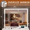 imageHasipu Vanity Mirror with Lights 37 x 26 LED Makeup Mirror Lighted Makeup Mirror with Dimmable 3 Modes Touch Screen Control Vanity Mirror Square WhiteWhite
