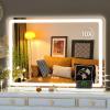imageHasipu Vanity Mirror with Lights 37 x 26 LED Makeup Mirror Lighted Makeup Mirror with Dimmable 3 Modes Touch Screen Control Vanity Mirror Square WhiteWhite