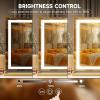 imageHasipu Vanity Mirror with Lights 37 x 26 LED Makeup Mirror Lighted Makeup Mirror with Dimmable 3 Modes Touch Screen Control Vanity Mirror Square WhiteGold