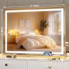 imageHasipu Vanity Mirror with Lights 37 x 26 LED Makeup Mirror Lighted Makeup Mirror with Dimmable 3 Modes Touch Screen Control Vanity Mirror Square WhiteGold