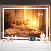 imageHasipu Vanity Mirror with Lights 37 x 26 LED Makeup Mirror Lighted Makeup Mirror with Dimmable 3 Modes Touch Screen Control Vanity Mirror Square WhiteWhite