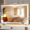 imageHasipu Vanity Mirror with Lights 37 x 26 LED Makeup Mirror Lighted Makeup Mirror with Dimmable 3 Modes Touch Screen Control Vanity Mirror Square WhiteGold