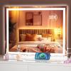 imageHasipu Vanity Mirror with Lights 37 x 26 LED Makeup Mirror Lighted Makeup Mirror with Dimmable 3 Modes Touch Screen Control Vanity Mirror Square WhiteWhite