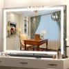 imageHasipu Vanity Mirror with Lights 37 x 26 LED Makeup Mirror Lighted Makeup Mirror with Dimmable 3 Modes Touch Screen Control Vanity Mirror Square WhiteBlack