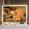 imageHasipu Vanity Mirror with Lights 37 x 26 LED Makeup Mirror Lighted Makeup Mirror with Dimmable 3 Modes Touch Screen Control Vanity Mirror Square WhiteWhite