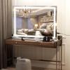 imageHasipu Vanity Mirror with Lights 37 x 26 LED Makeup Mirror Lighted Makeup Mirror with Dimmable 3 Modes Touch Screen Control Vanity Mirror Square WhiteWhite